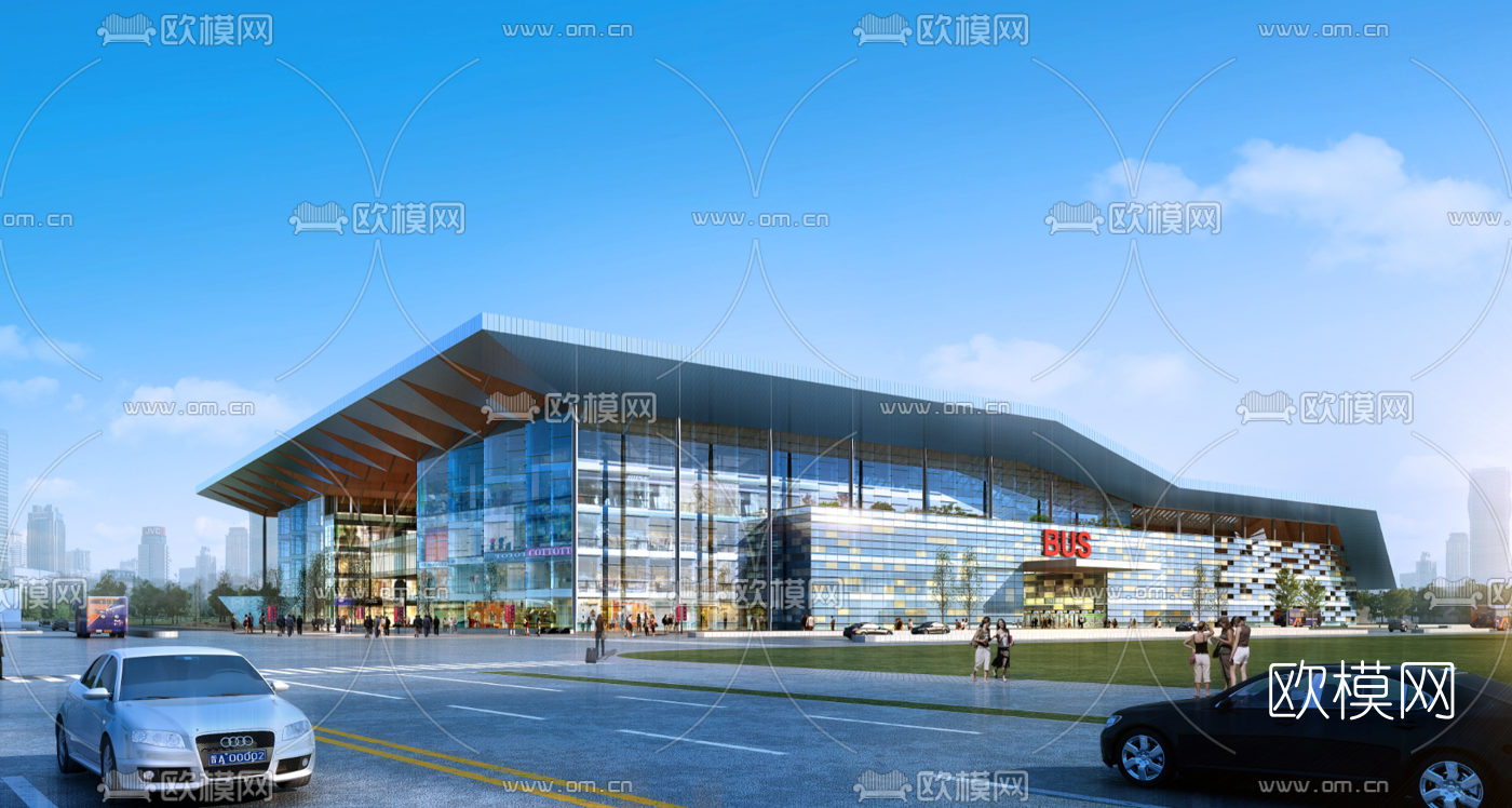 现代汽车站su模型下载（渲染图2）