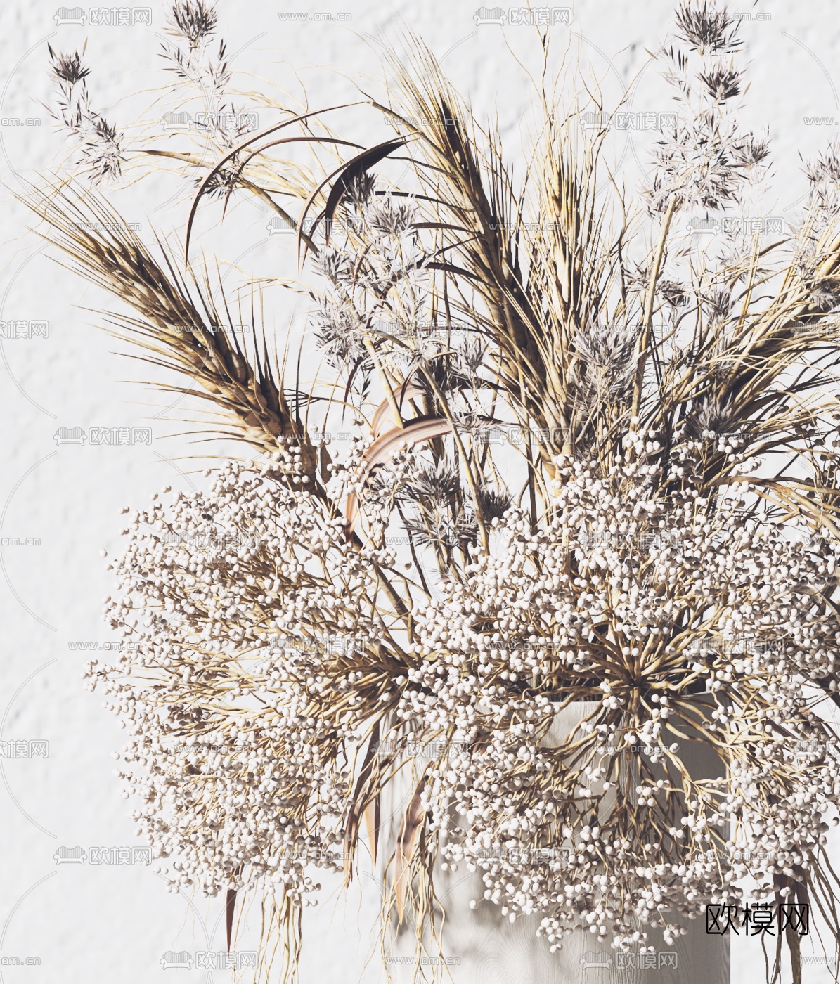 北欧麦穗干花插花3d模型下载（渲染图3）