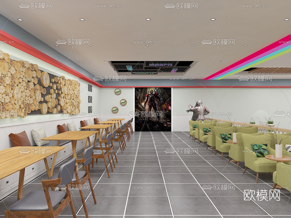 现代奥特曼汉堡店免费3d模型下载（渲染图6）