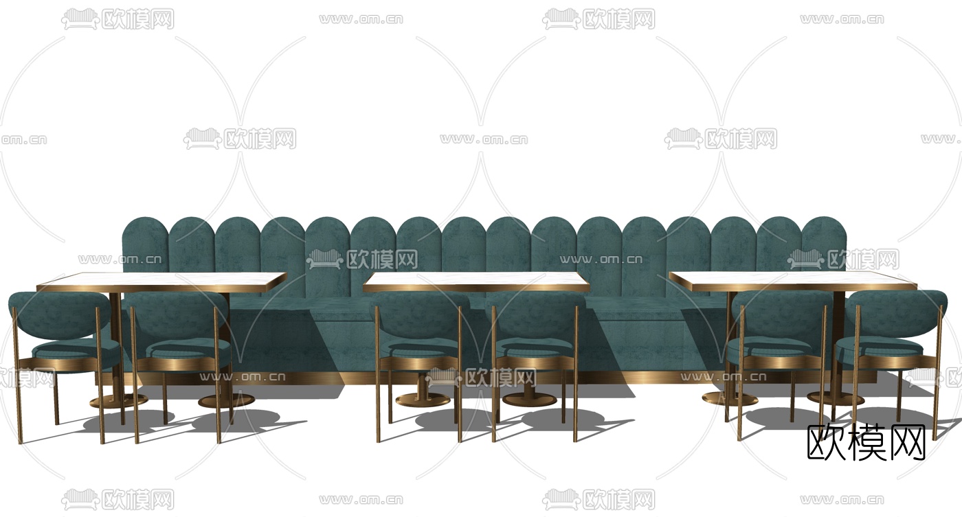 北欧卡座餐桌椅su模型下载