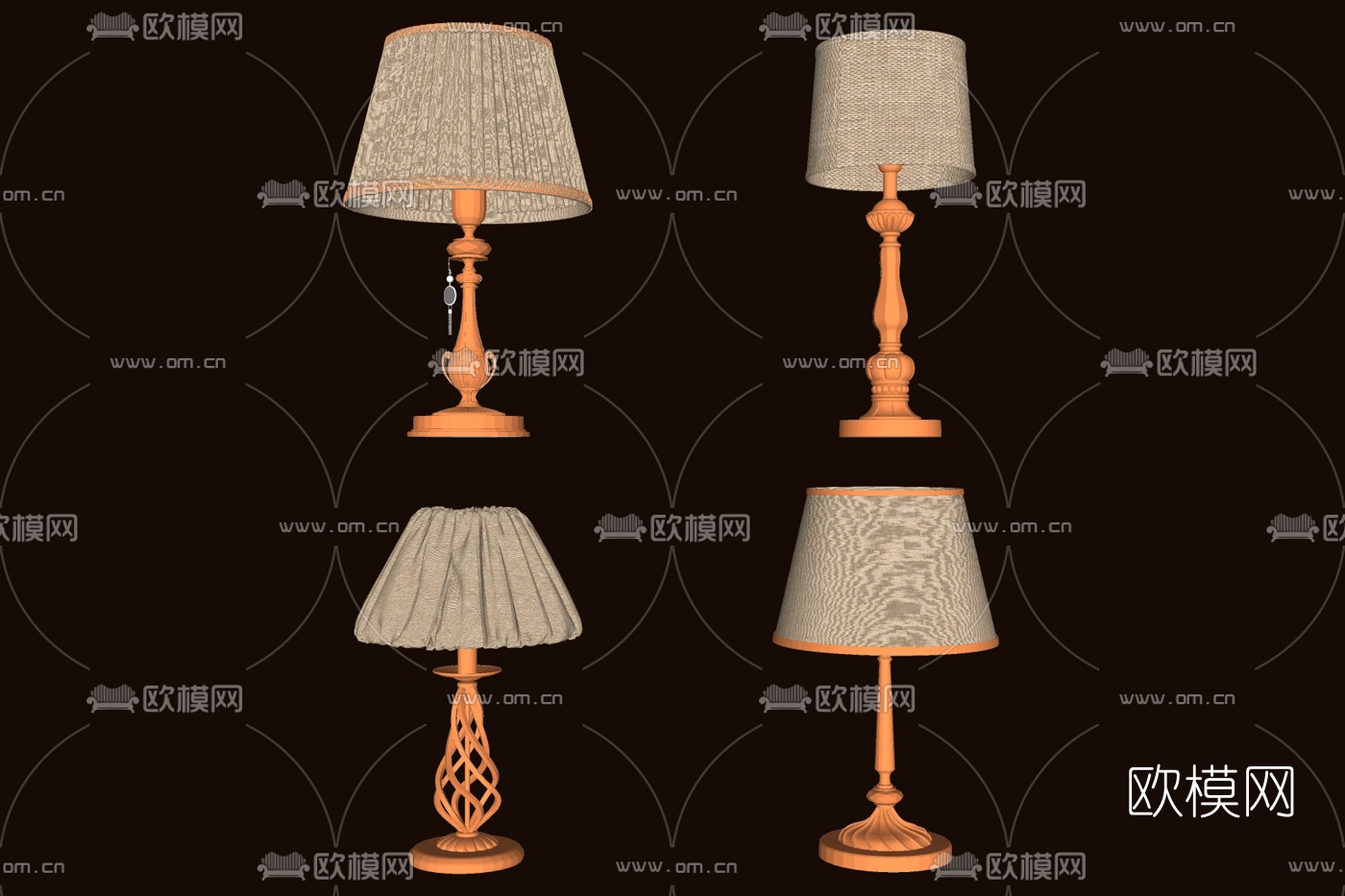 欧式台灯su模型下载