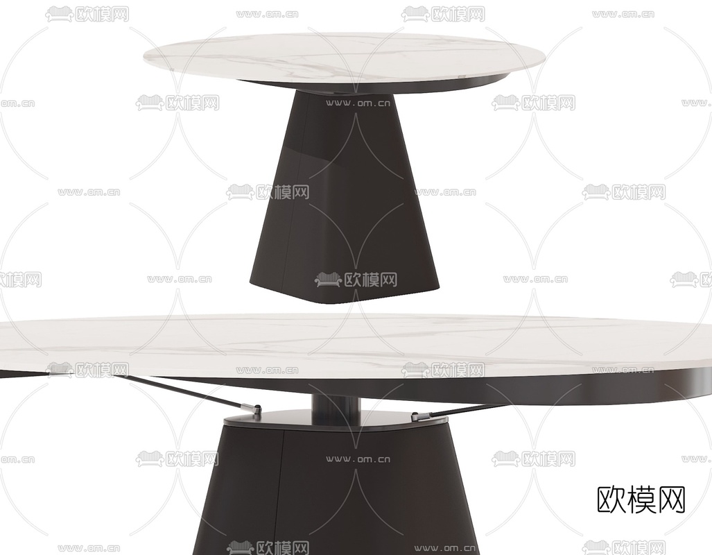 现代大理石圆形餐桌3d模型