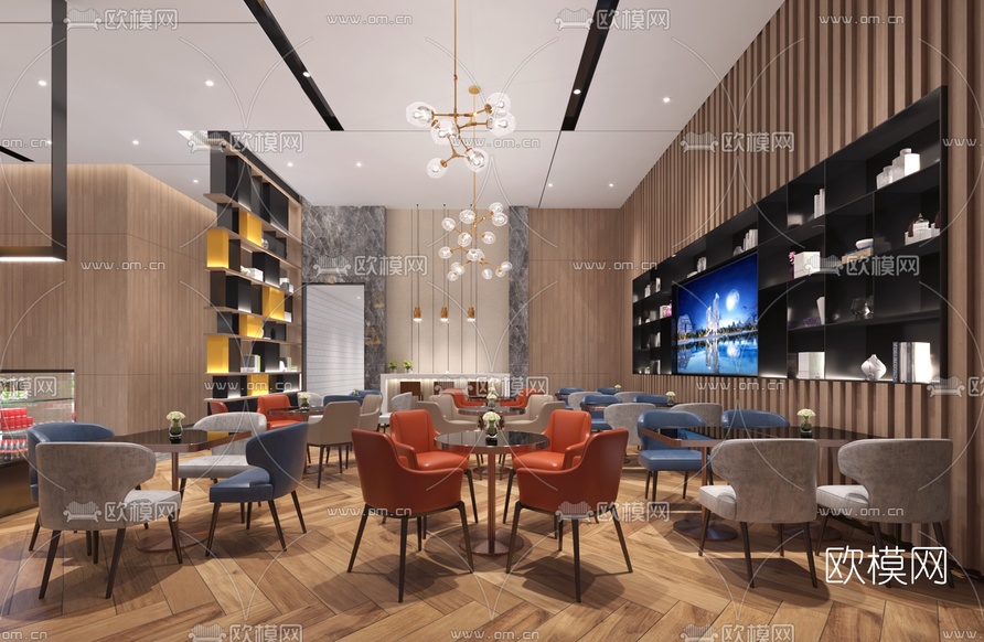 现代酒店大堂接待区3d模型下载(渲染图2)