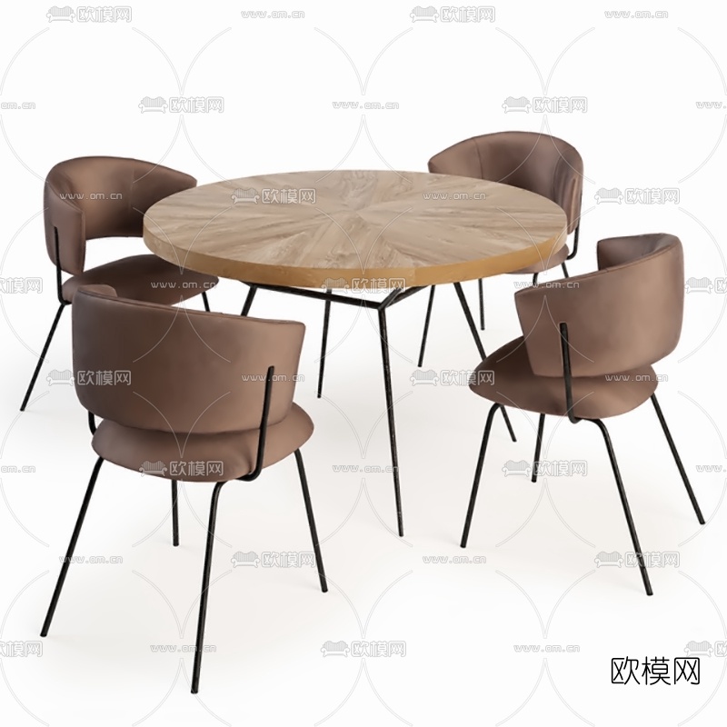现代圆形休闲桌椅3d模型下载（渲染图1）