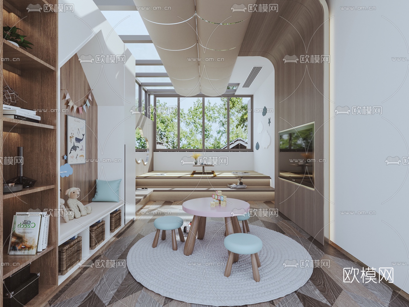 现代榻榻米儿童房阳光房3d模型