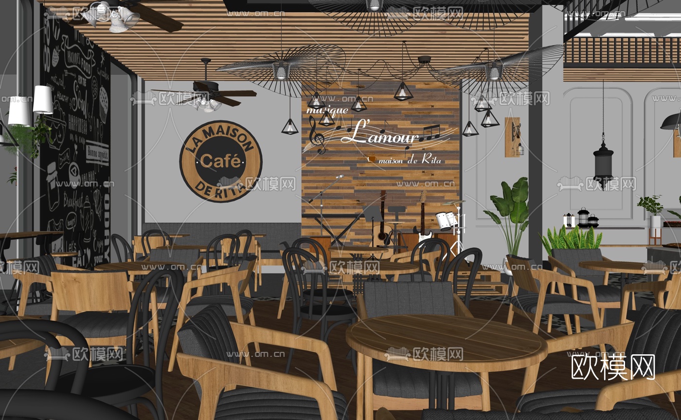 工业风咖啡厅su模型下载（渲染图8）