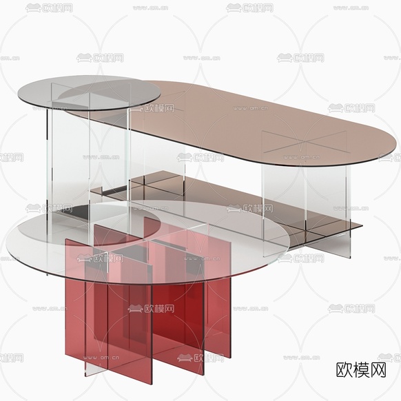 现代玻璃茶几3d模型下载