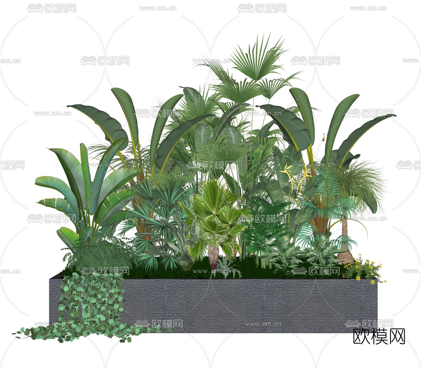 现代绿植盆栽su模型下载