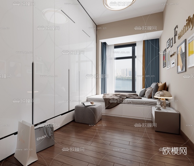 现代书房钢琴房卧室3d模型下载(渲染图2)