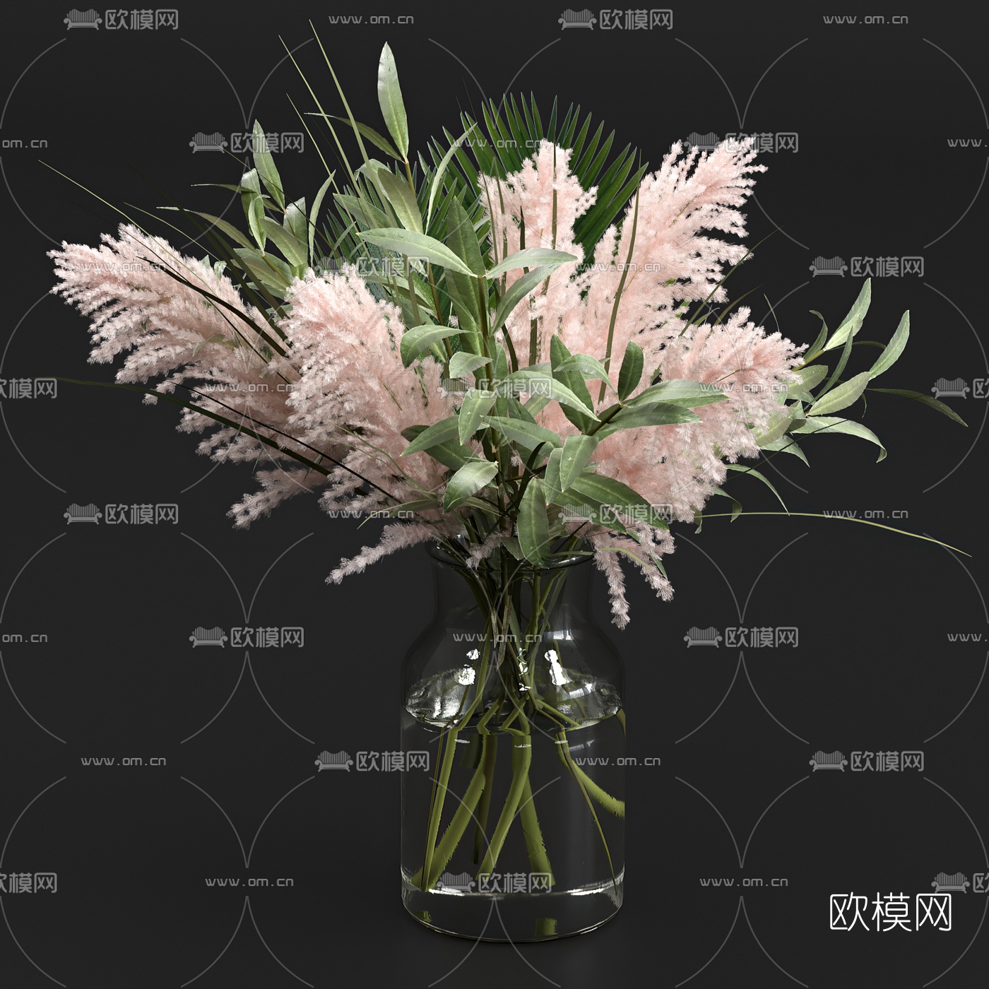 现代绿植插花花瓶3d模型下载