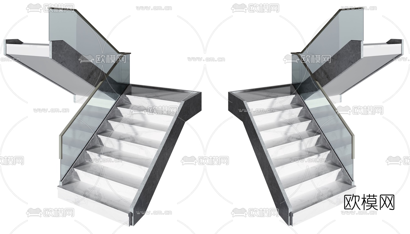现代转角楼梯3d模型