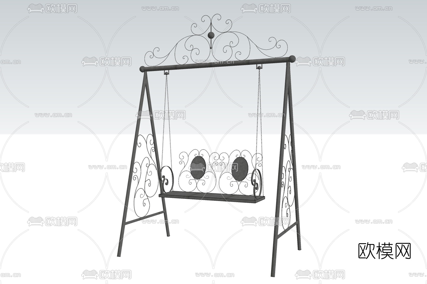 欧式铁艺吊椅免费su模型下载