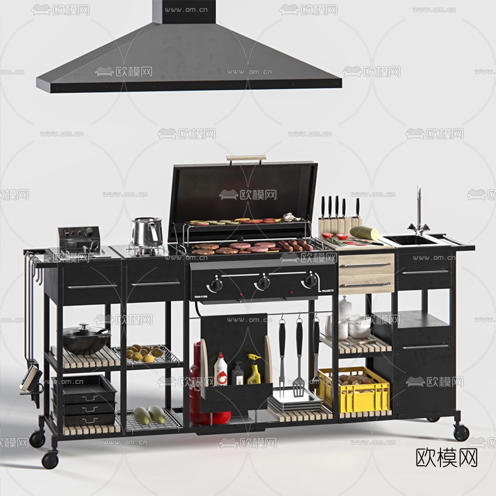 工业风烧烤炉3d模型