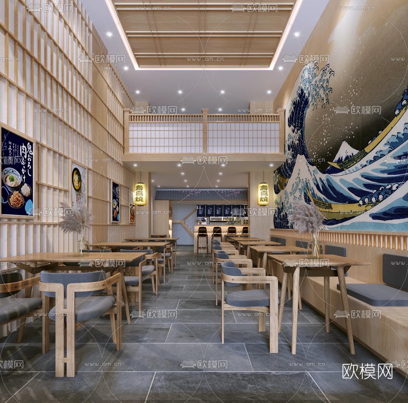 日式料理店3d模型下载（渲染图1）