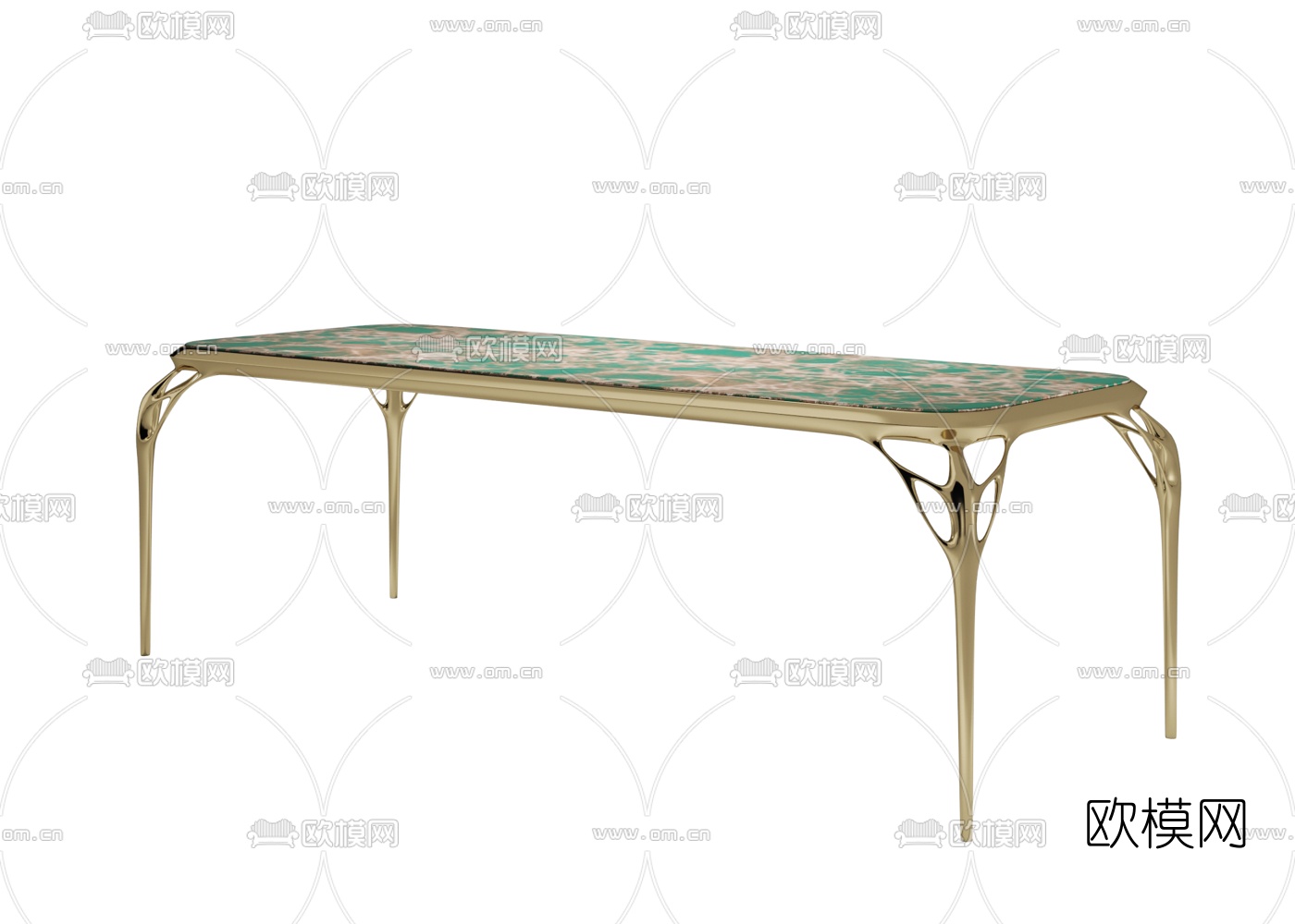 欧式金属餐桌su模型下载（渲染图1）