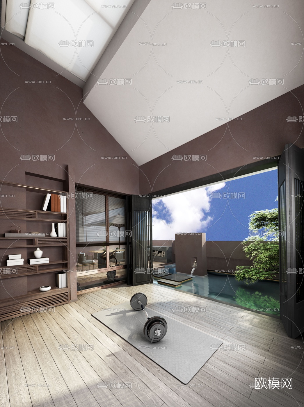 新中式别墅庭院3d模型下载（渲染图2）