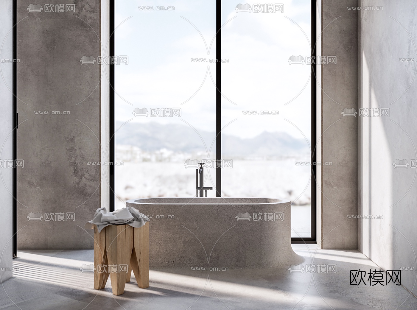 现代浴缸su模型下载（渲染图1）