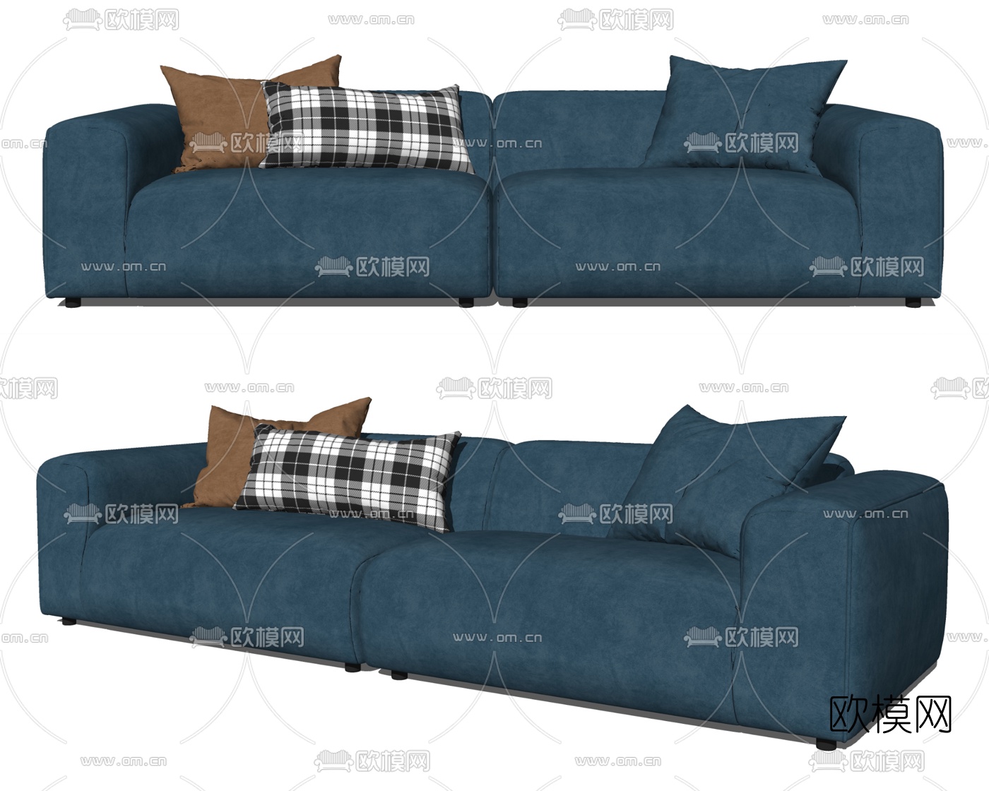 现代布艺双人沙发su模型
