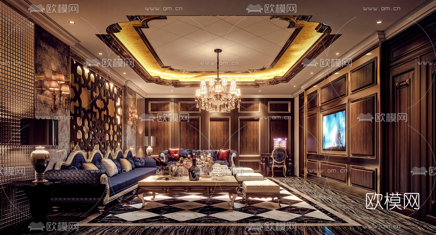 欧式KTV包间3d模型下载