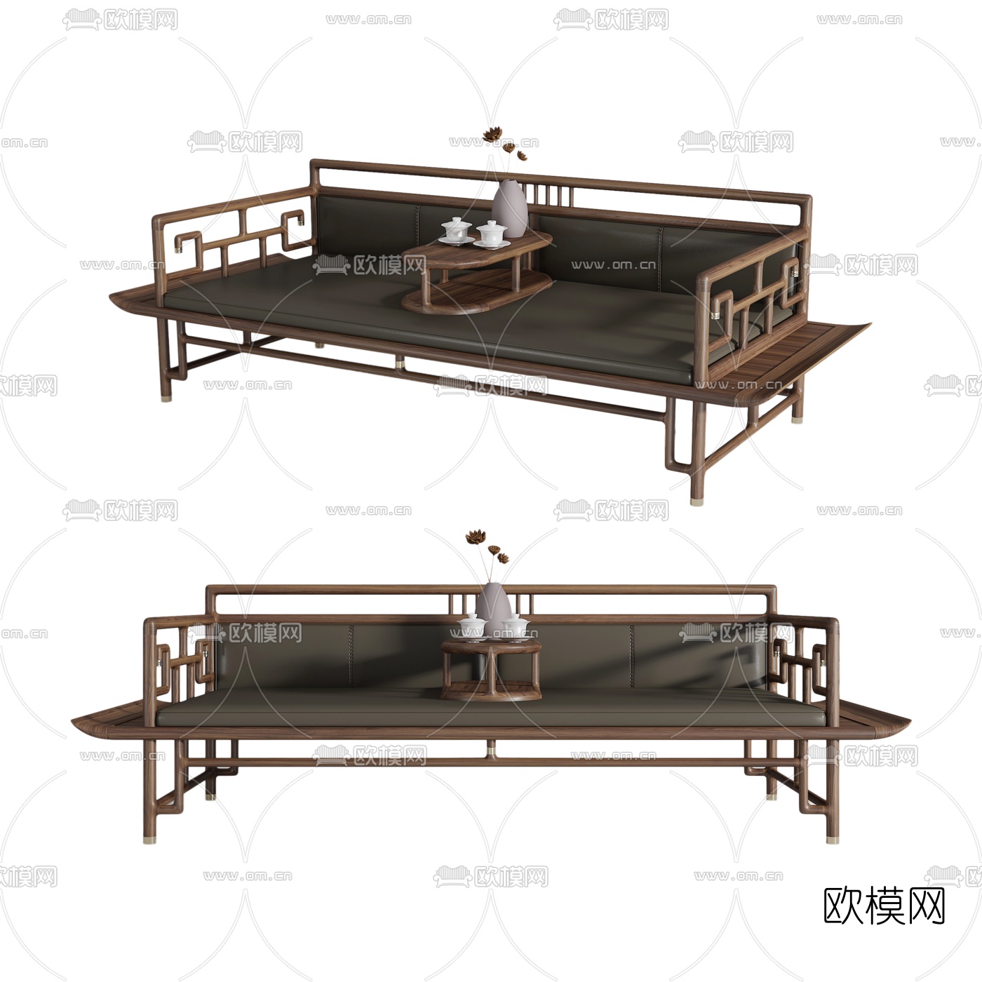 新中式罗汉床3d模型