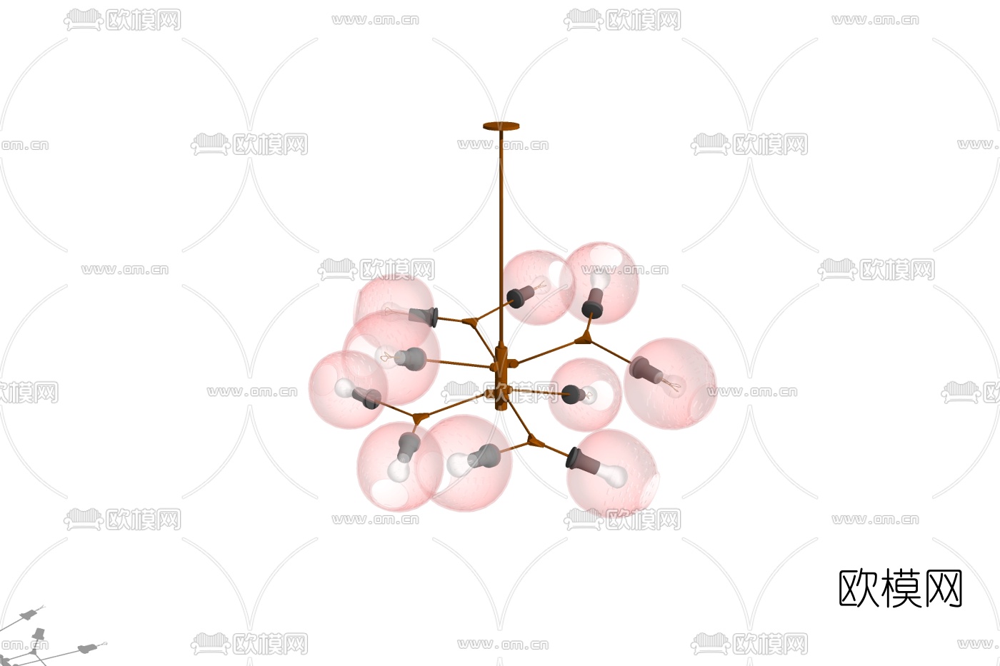 现代金属多头吊灯免费su模型下载