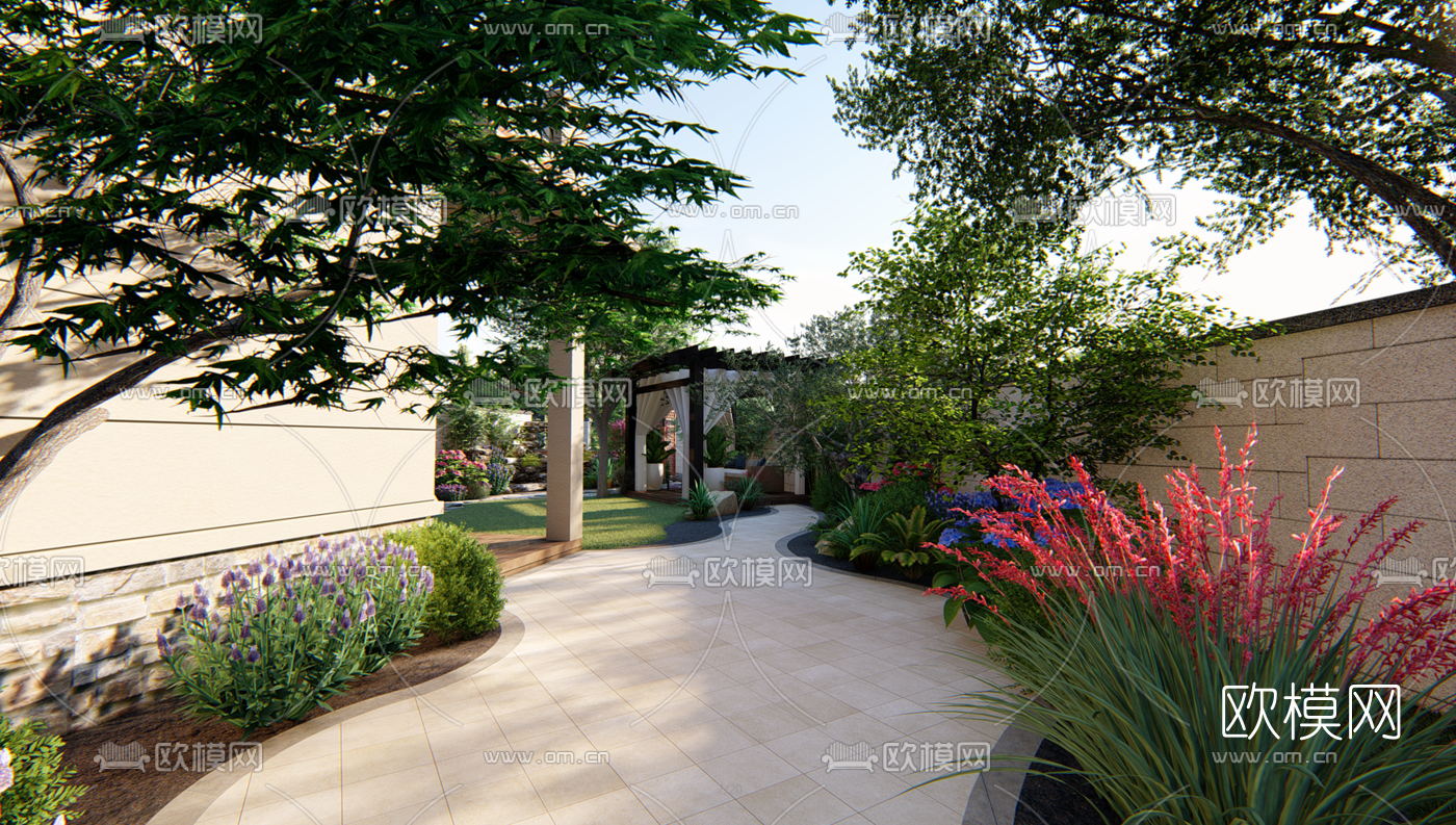 美式庭院景观su模型下载（渲染图9）