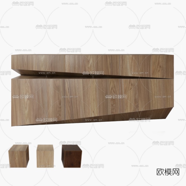 现代实木接待台免费3d模型下载