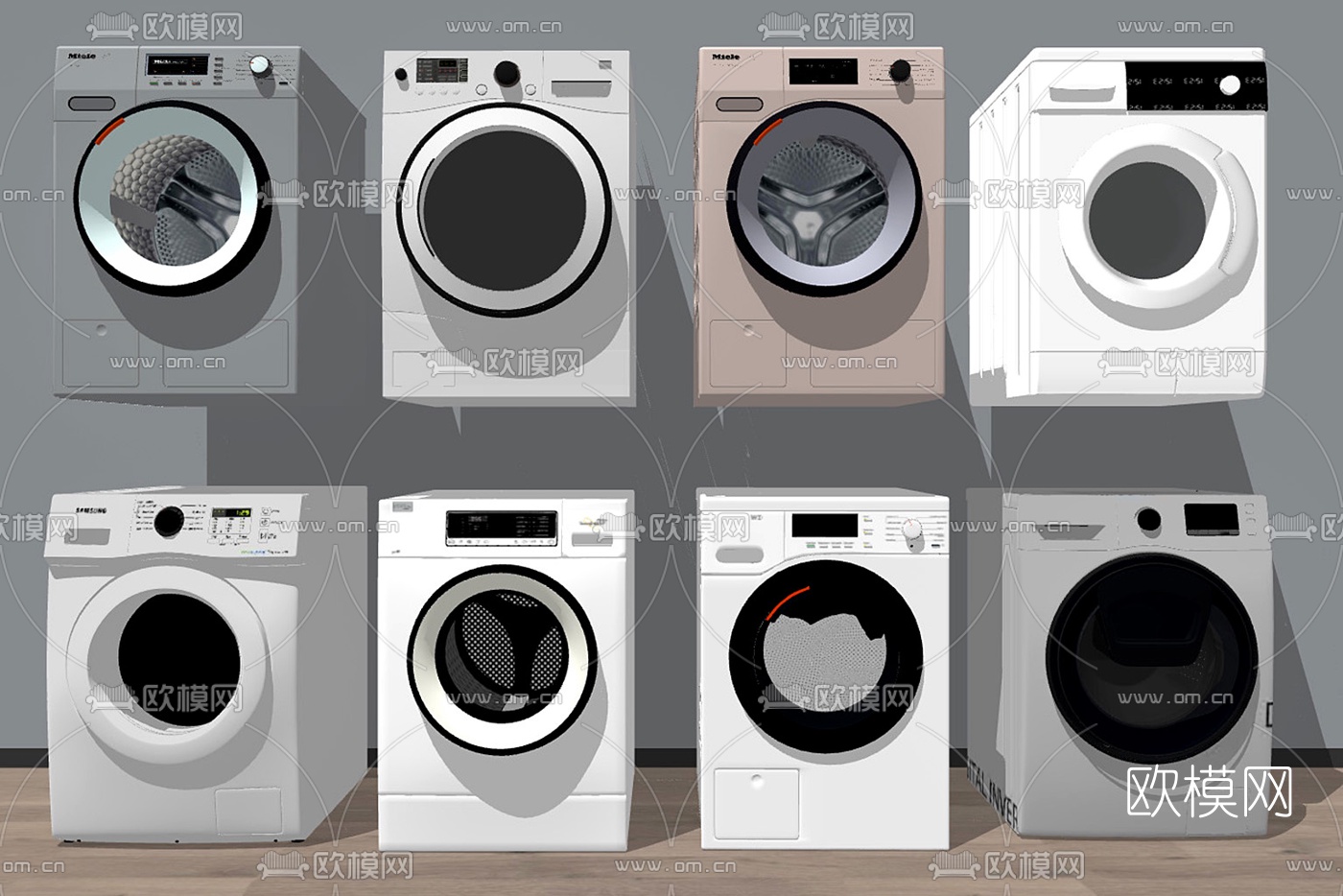 现代滚筒洗衣机su模型下载
