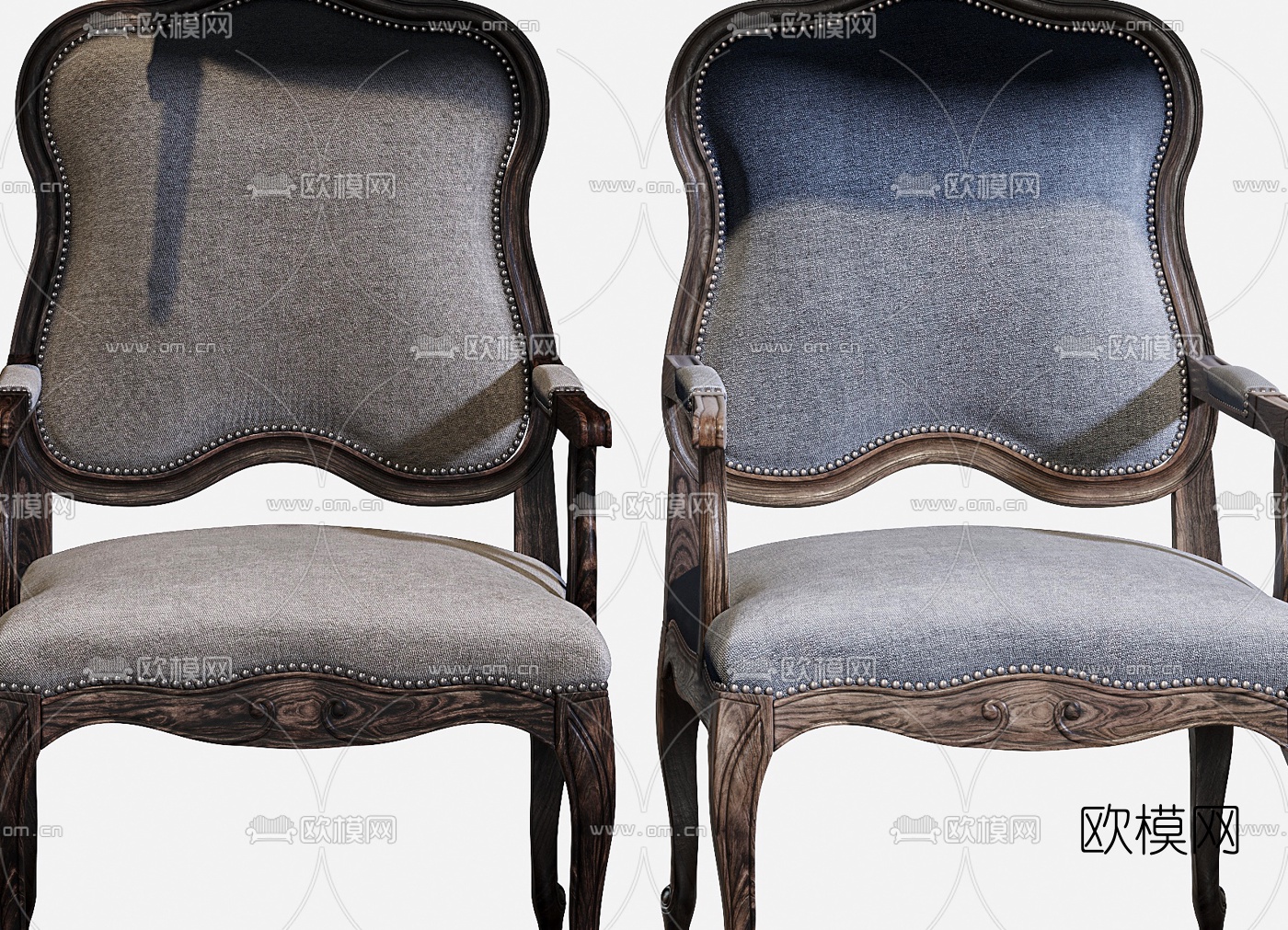 简欧布艺休闲椅3d模型