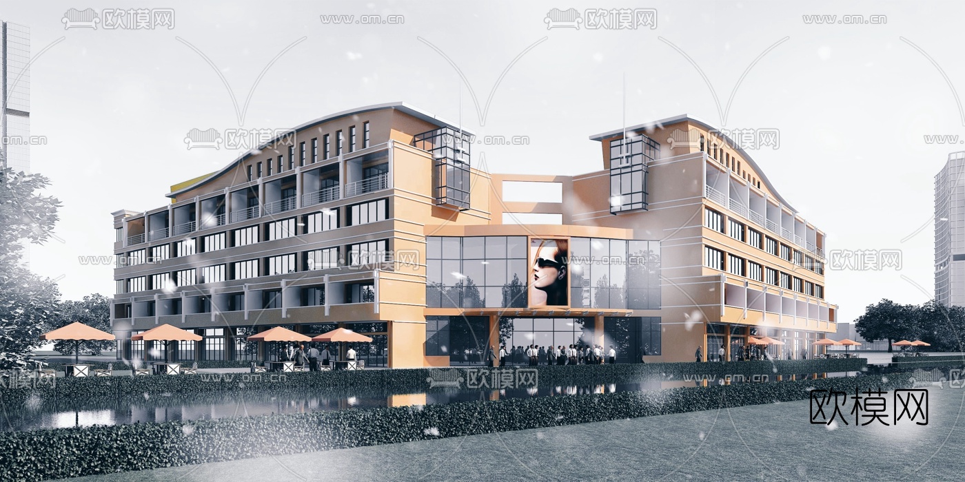 现代商业综合体建筑3d模型下载