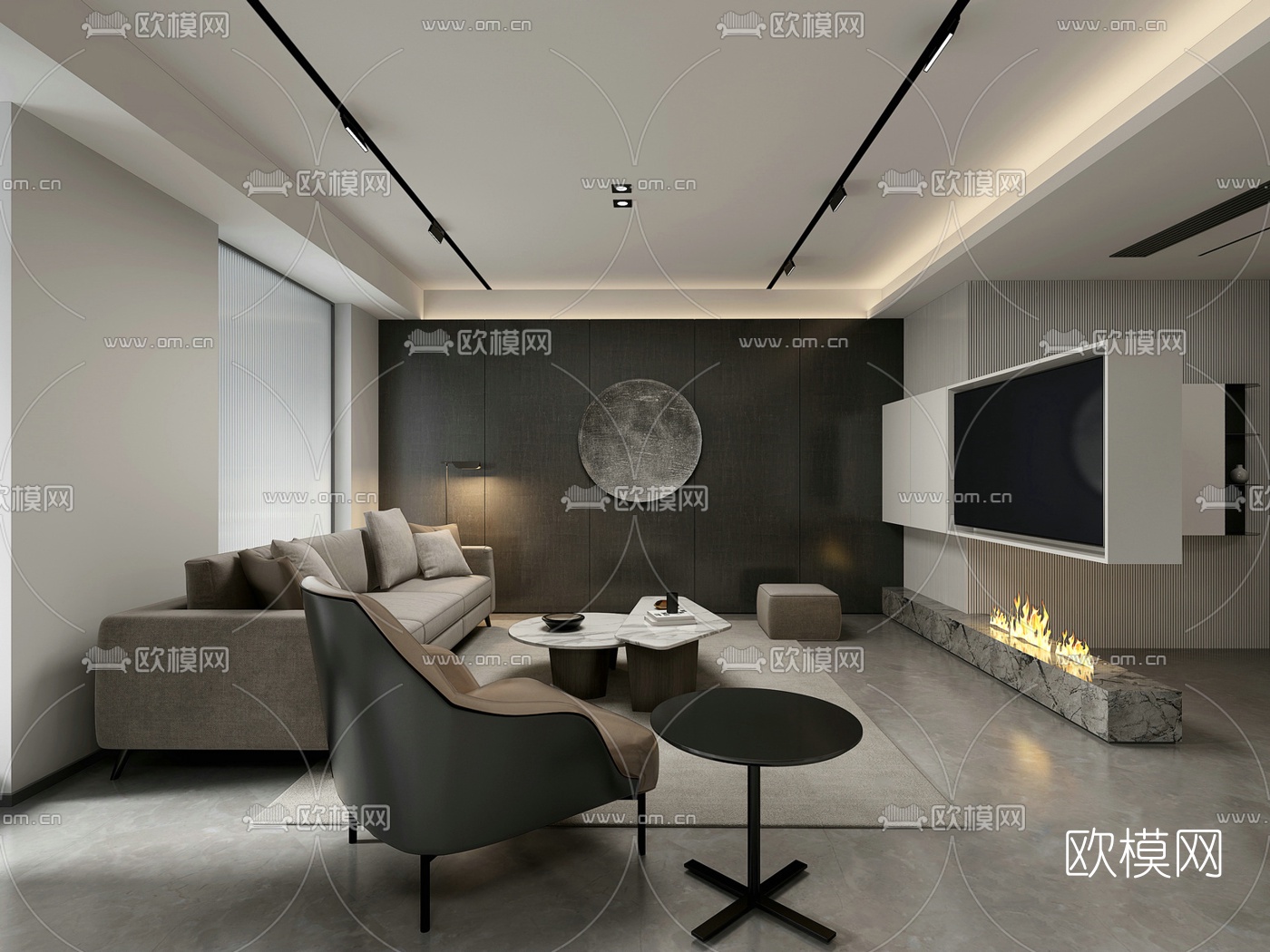 现代极简客厅餐厅免费3d模型