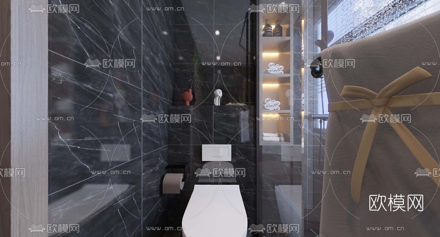 现代卫生间浴室vr全景3d模型