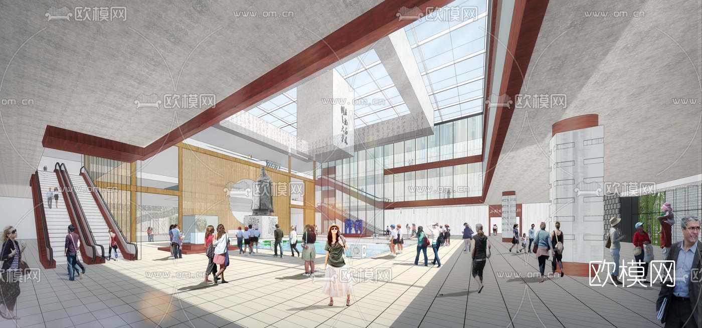 现代博物馆档案馆su模型下载（渲染图1）