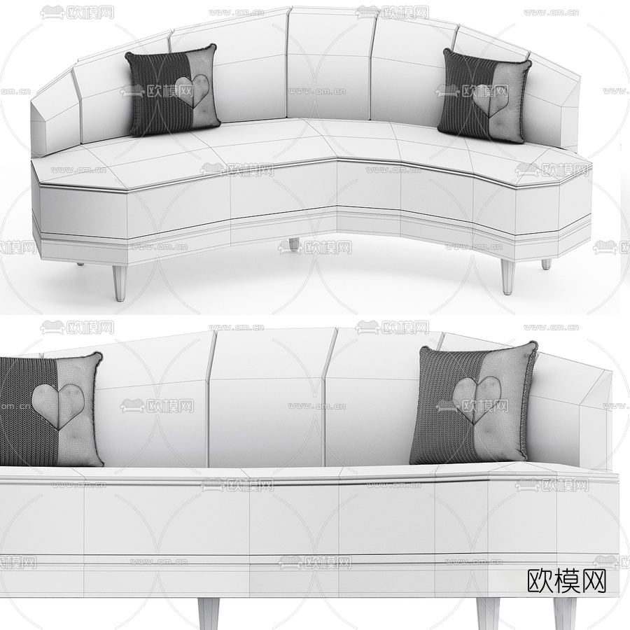 现代布艺弧形沙发3d模型