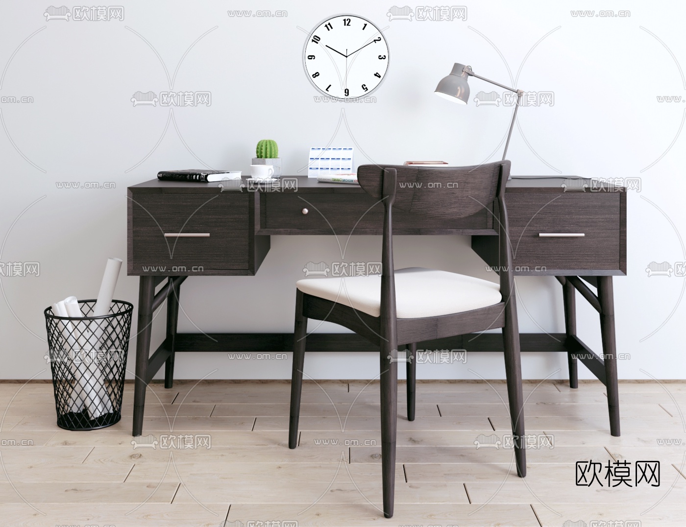 工业风书桌椅su模型下载（渲染图1）