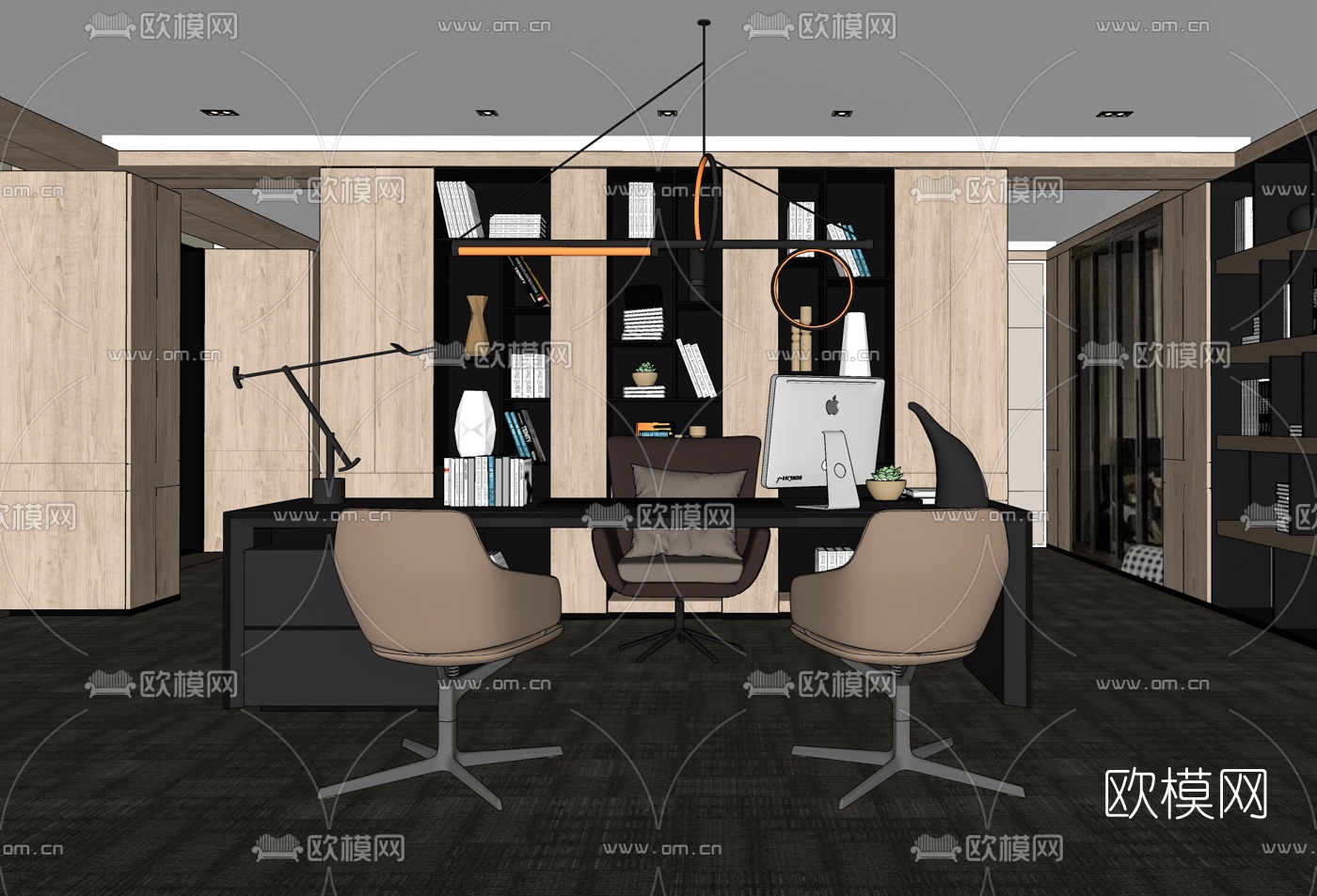 现代总经理办公室su模型