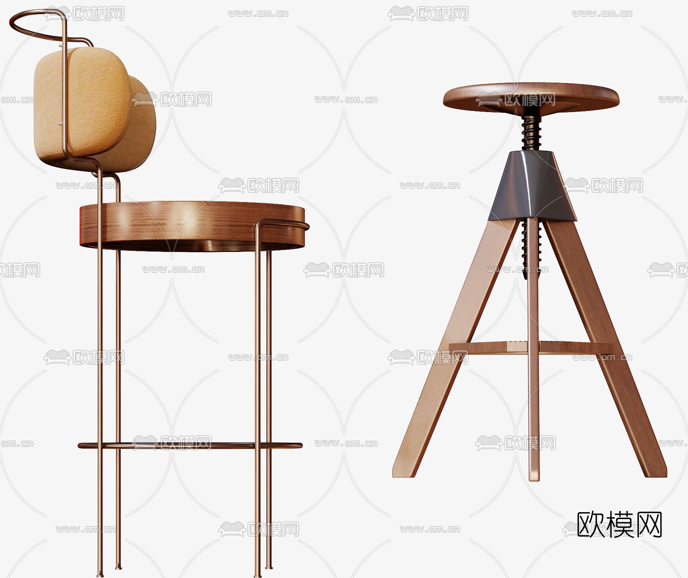 现代金属吧台椅3d模型下载（渲染图4）