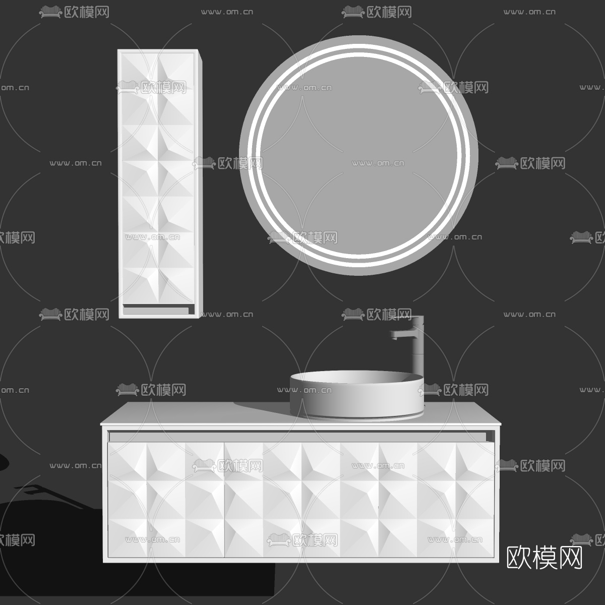 现代轻奢洗手台su模型
