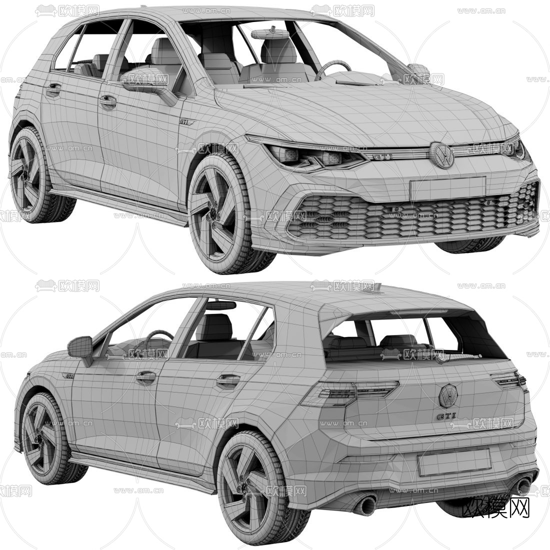 现代大众高尔夫轿车3d模型