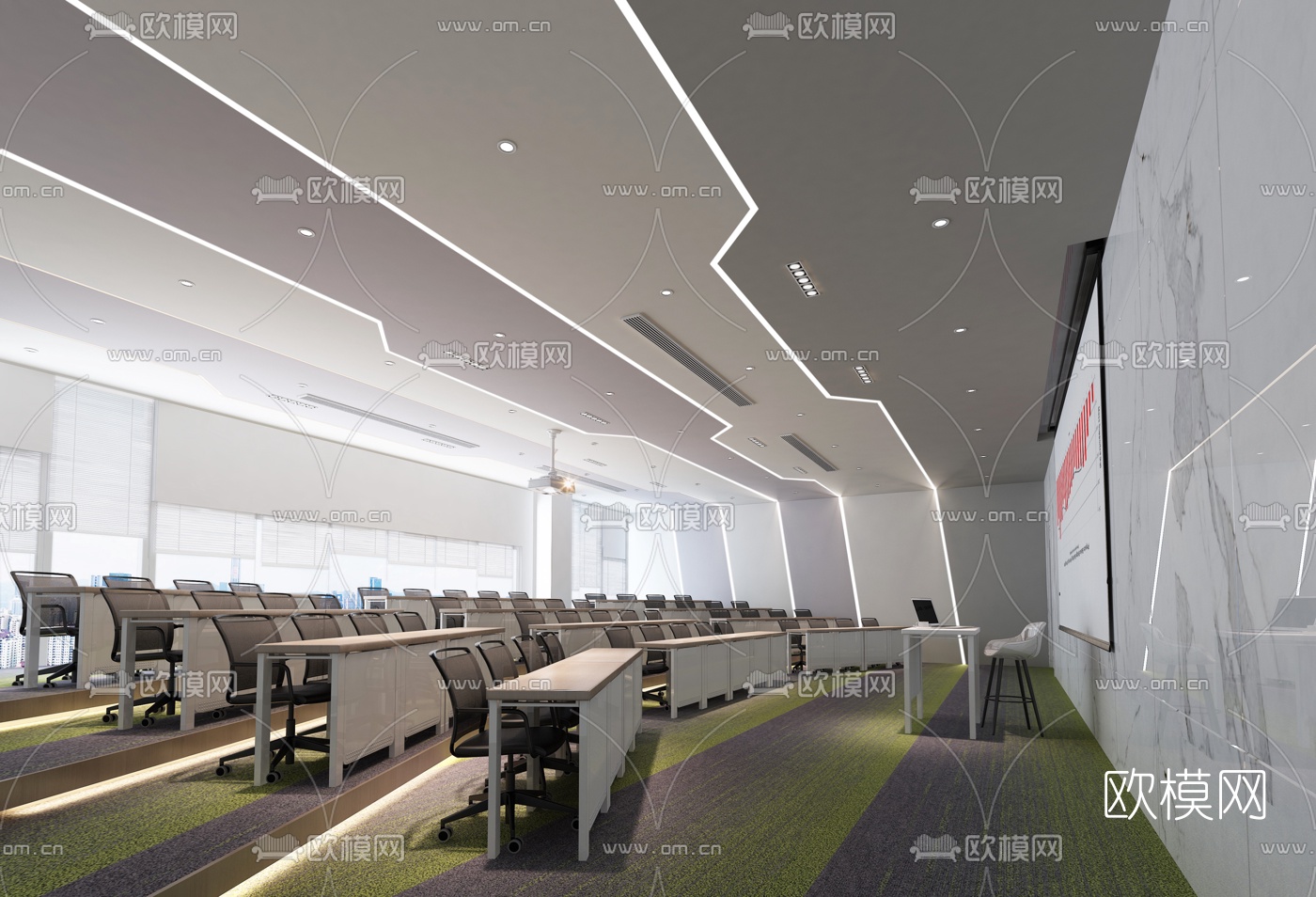 现代酒店阶梯会议厅3d模型
