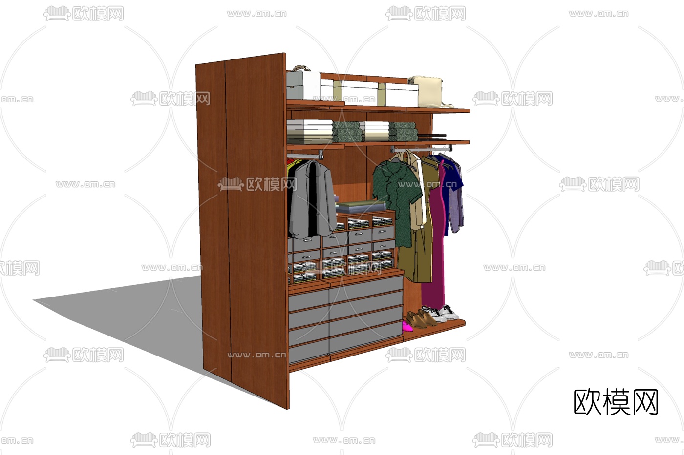 现代简约衣柜免费su模型下载