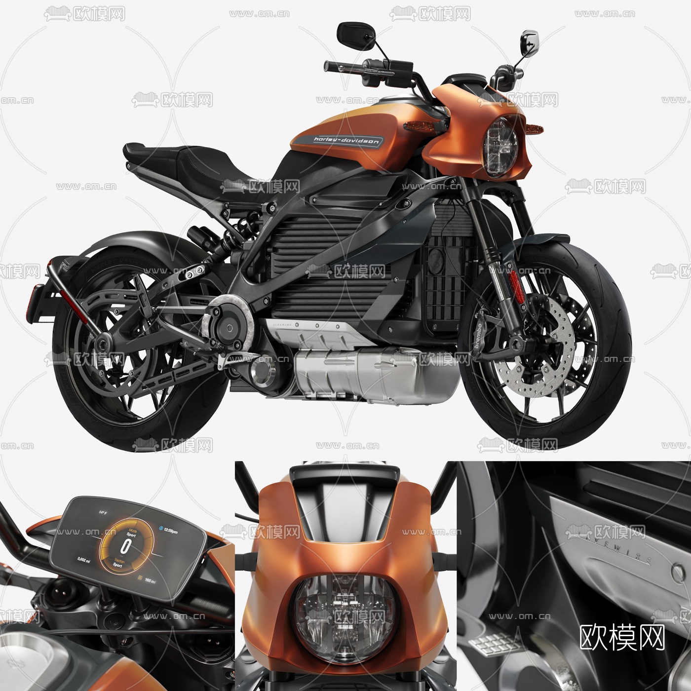 现代戴维森摩托车机车3d模型