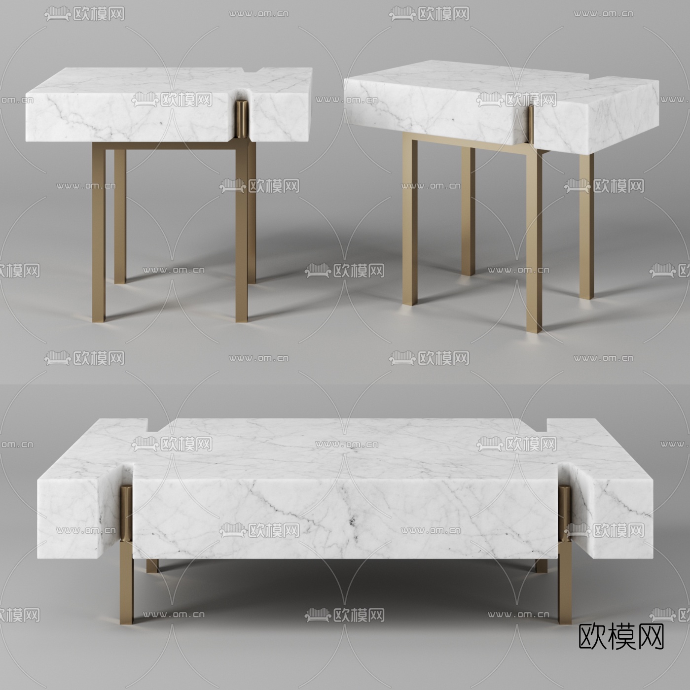 现代大理石茶几3d模型