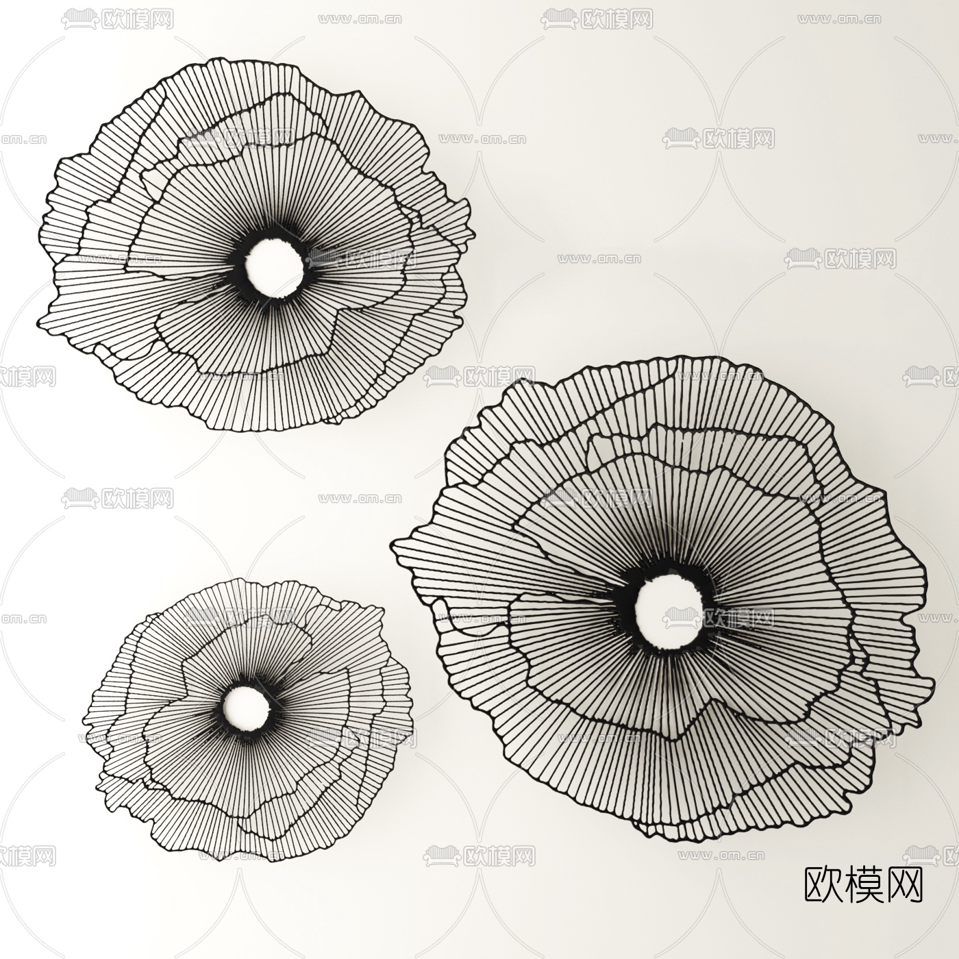 现代金属荷叶挂件3d模型下载（渲染图2）