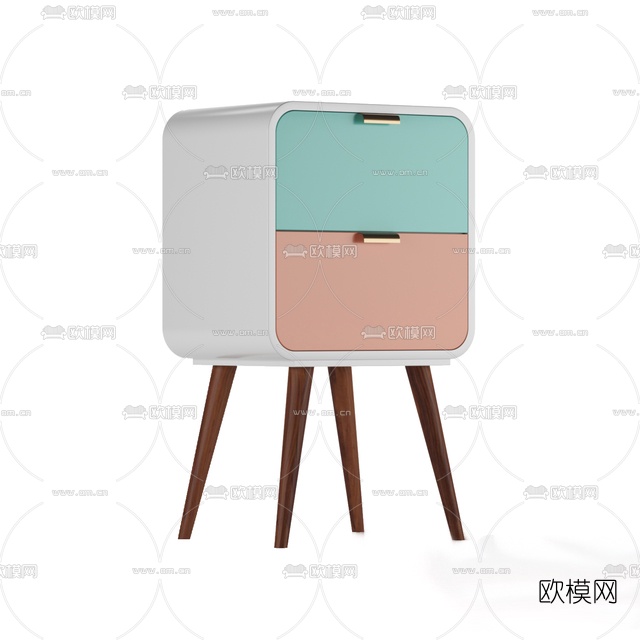 北欧实木床头柜免费3d模型