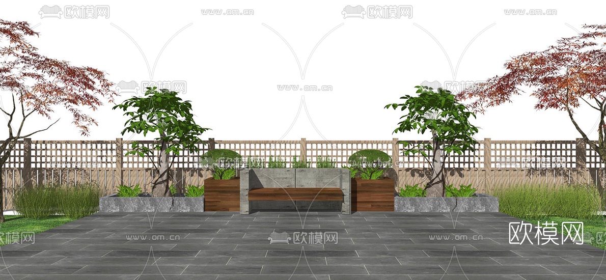 现代户外公用椅su模型下载（渲染图2）