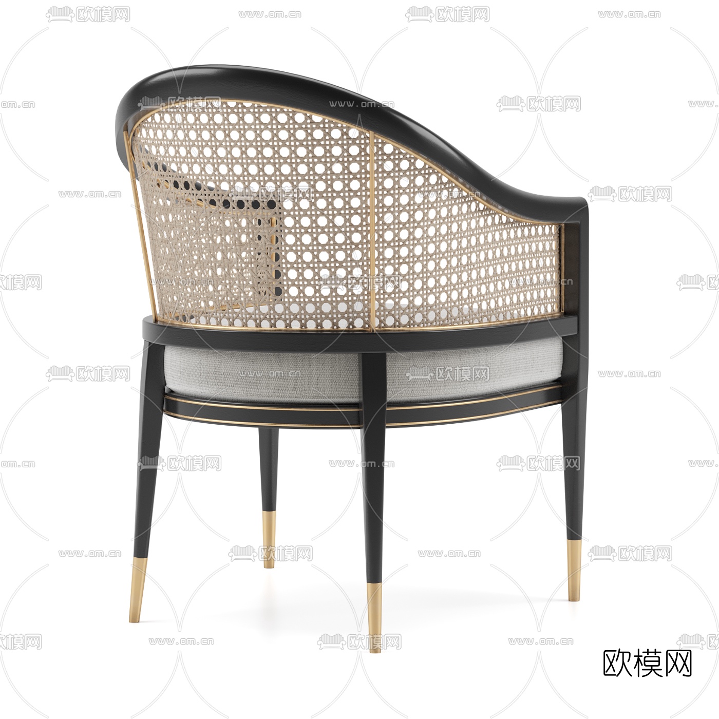 新中式藤编单椅3d模型