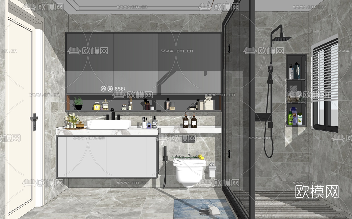 现代卫生间su模型下载