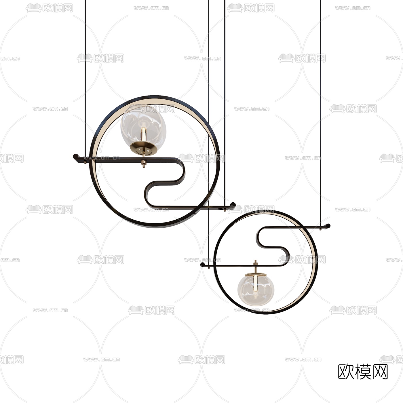 新中式铁艺烛台吊灯3d模型下载（渲染图4）