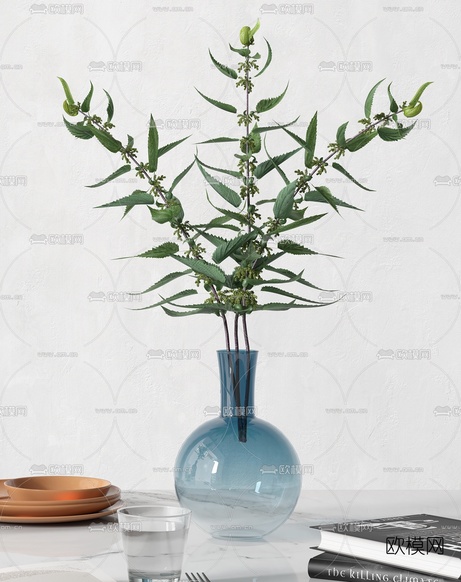 现代水生绿植花瓶3d模型下载(渲染图3)